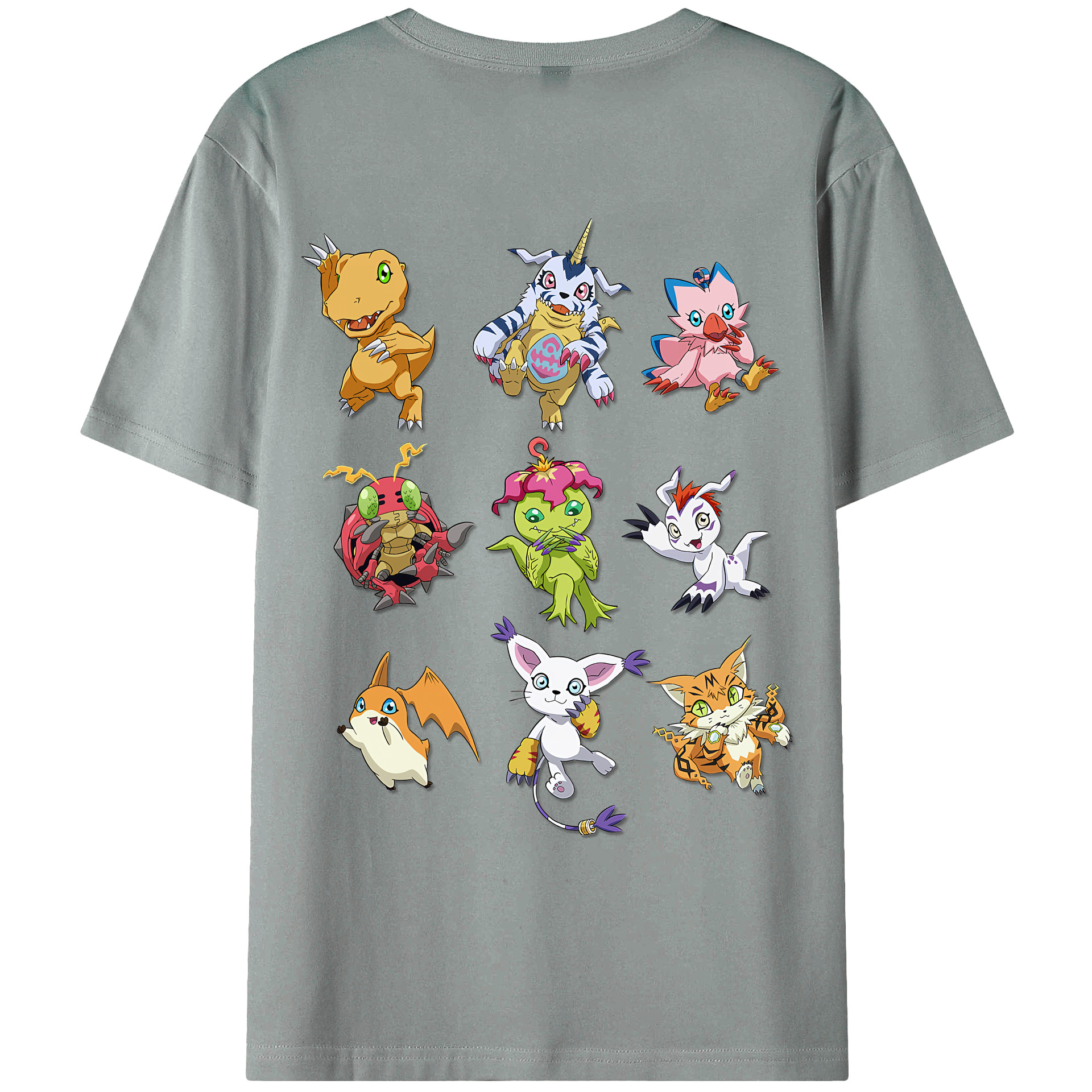 （画像用） Digimon デジタルモンスター/デジモン 綿100％ メンズ半袖Tシャツ（バックプリント） 通気性